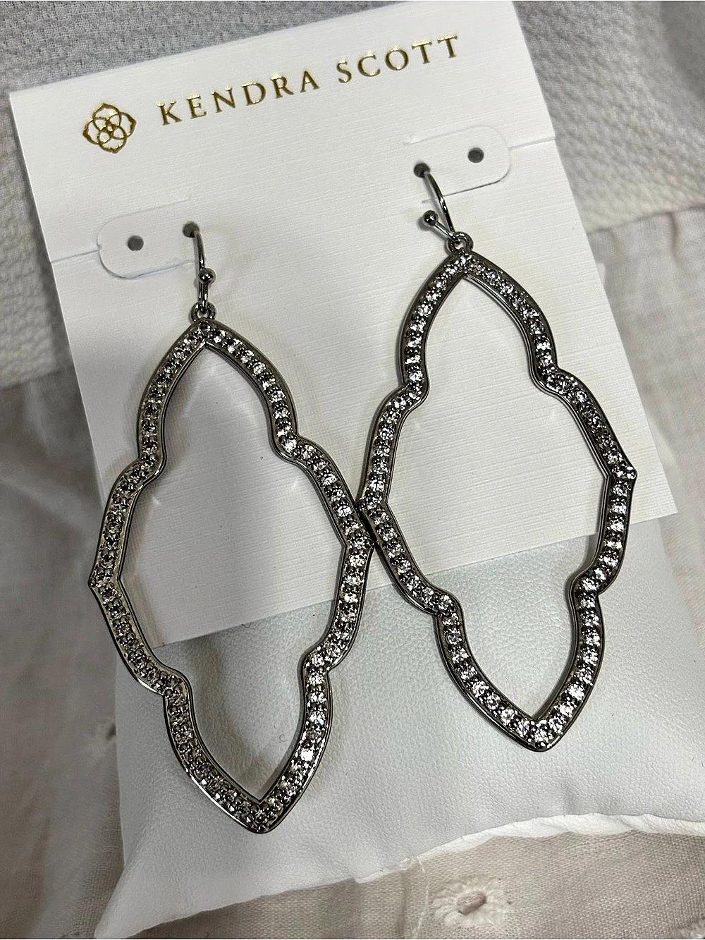 Kendra Scott Danielle Open Frame Crystal Statement Earrings Silver